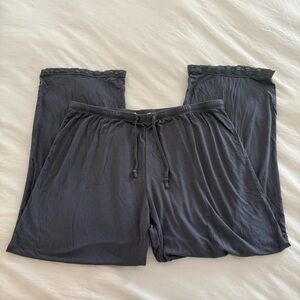 Barefoot‎ Dreams Lounge Pants Womens XL Gray Lace Trim Modal Spandex Style 173